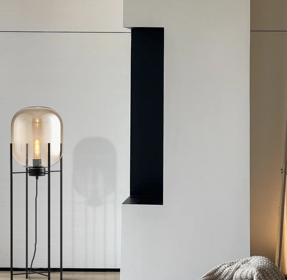 Modern Stehleuchte LED Oval Glas/Metall Wohnzimmer