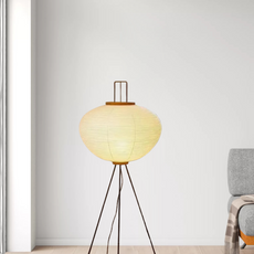 Minimalistisch Stehleuchte LED Lanterne Weiß Metall/Reispapier Wohnzimmer