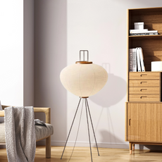 Minimalistisch Stehleuchte LED Lanterne Weiß Metall/Reispapier Wohnzimmer