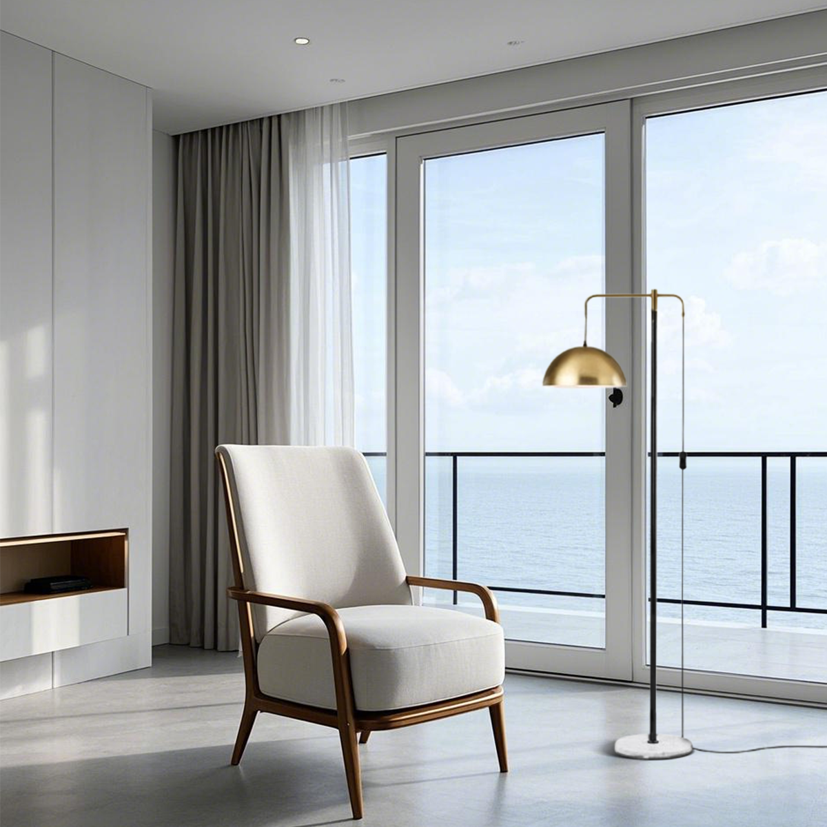 Modern Stehlampe LED Kappenförmig Gold  Metall/Marmor Wohnzimmer