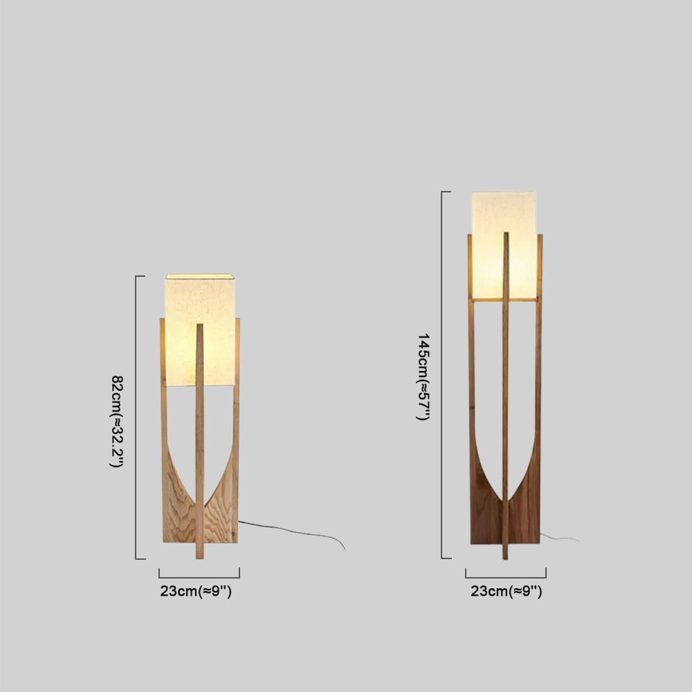 Modern Stehleuchte LED Walnuss Zylindrisch Holz&Stoff Wohnzimmer 
