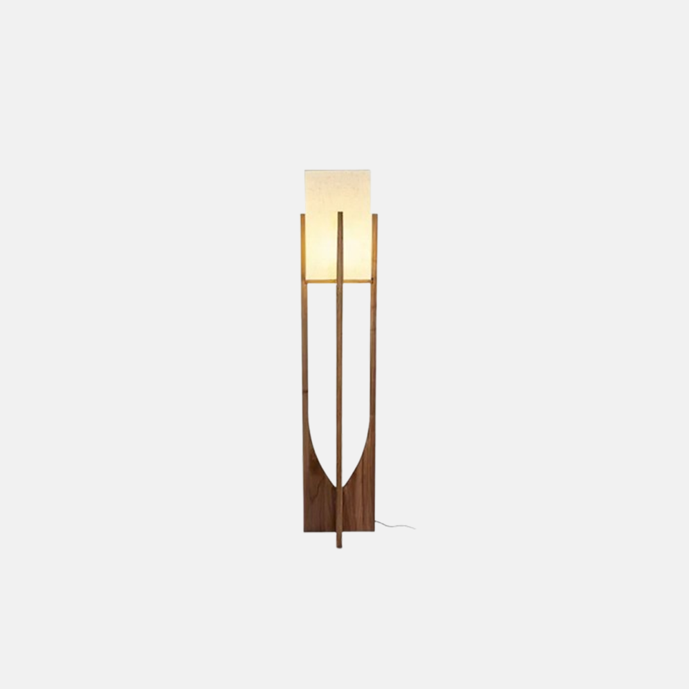 Modern Stehleuchte LED Walnuss Zylindrisch Holz&Stoff Wohnzimmer 