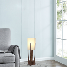 Modern Stehleuchte LED Walnuss Zylindrisch Holz&Stoff Wohnzimmer 