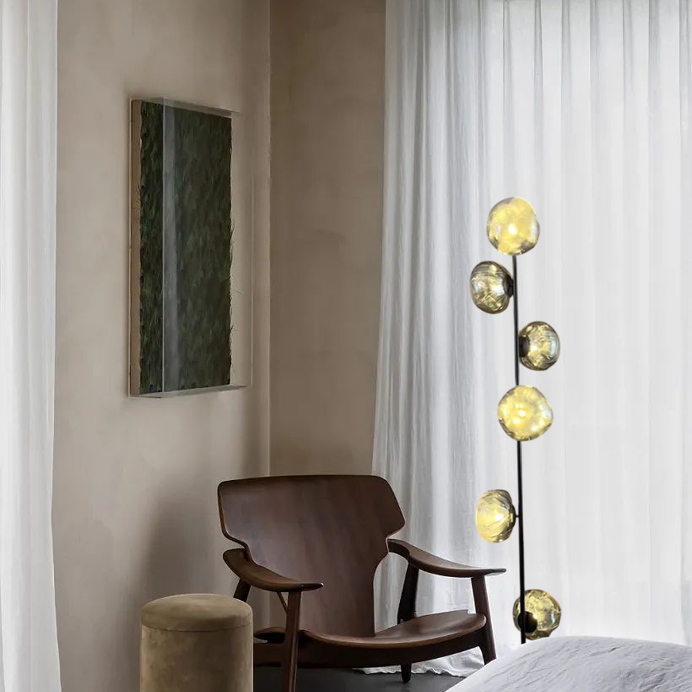 Art Deco Stehleuchte LED Linear Metall/Glas Schwarz Wohnzimmer 