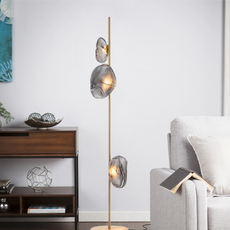 Art Deco Stehleuchte LED Linear Metall/Glas Schwarz Wohnzimmer 