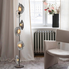 Art Deco Stehleuchte LED Linear Metall/Glas Schwarz Wohnzimmer 
