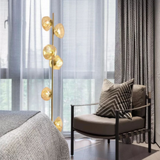 Art Deco Stehleuchte LED Linear Metall/Glas Schwarz Wohnzimmer 