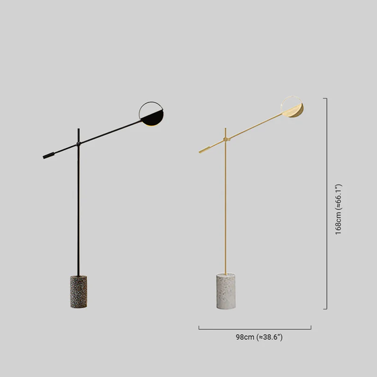 Maßzeichnung der minimalistisch LED Stehleuchte 