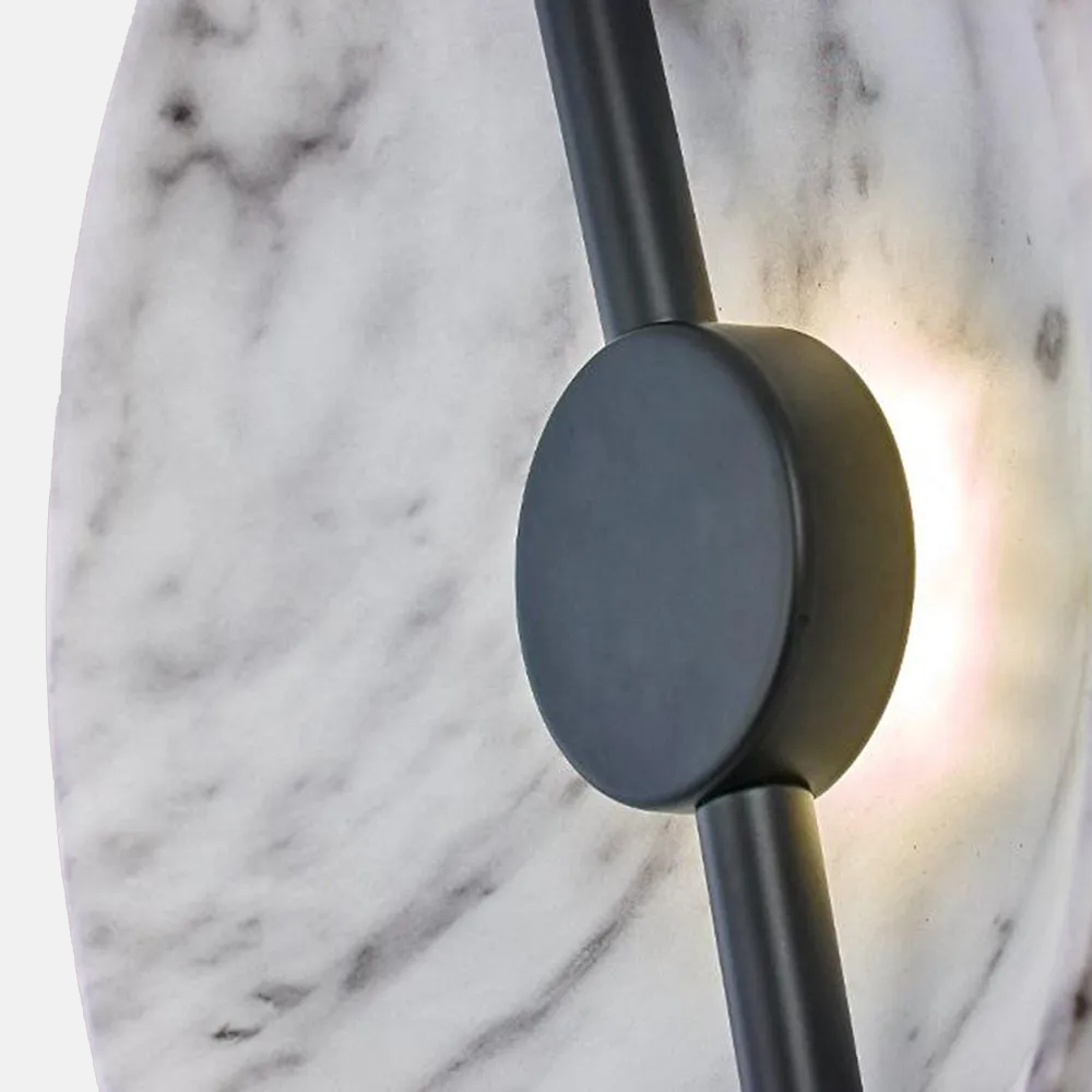 Art Deco Stehleuchte LED 2 Köpfe Weiß  Marmor/Metall Wohnzimmer