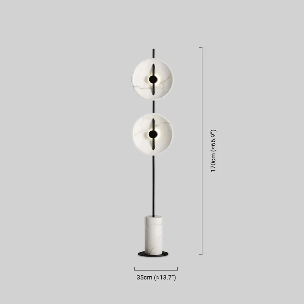 Art Deco Stehleuchte LED 2 Köpfe Weiß  Marmor/Metall Wohnzimmer