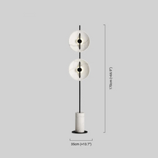 Art Deco Stehleuchte LED 2 Köpfe Weiß  Marmor/Metall Wohnzimmer