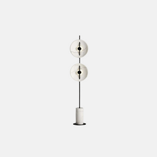 Art Deco Stehleuchte LED 2 Köpfe Weiß  Marmor/Metall Wohnzimmer