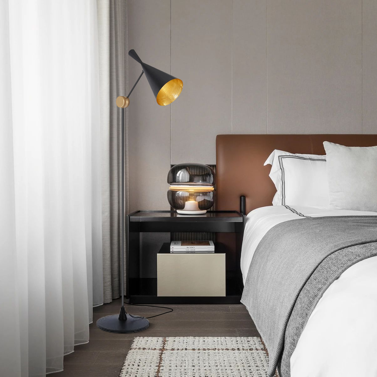Modern Stehlampe LED Trichter Schwarz Metall Wohnzimmer