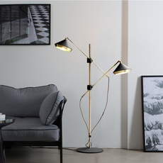 Modern  Stehlampe LED Linear Schwarz Metall Wohnzimmer