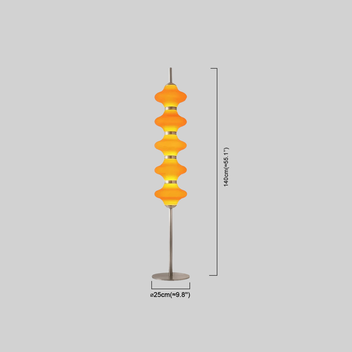 Moderne Stehleuchte LED Lantern Orange Glas Wohnzimmer/Schlafzimmer