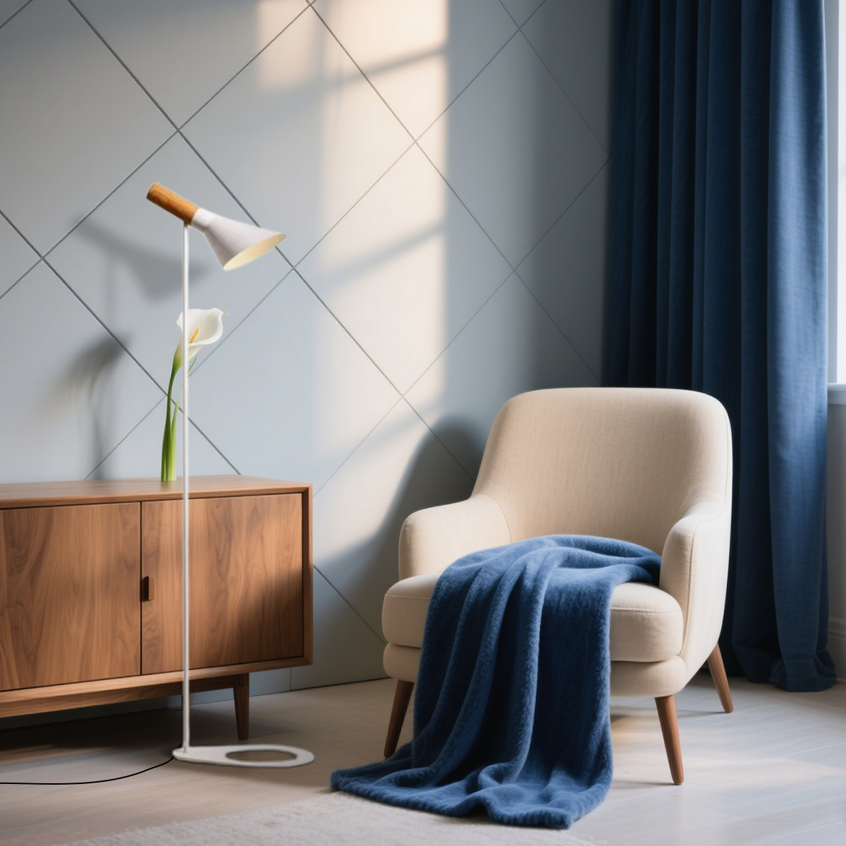 Moderne Stehlampe LED kappenförmig Metall Wohnzimmer