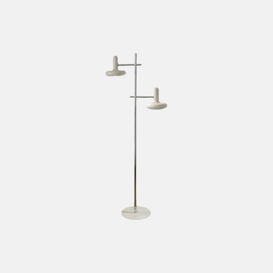 Nordic Stehlampe LED Rund Weiß Metall Wohnzimmer