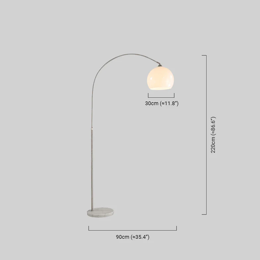 Maßzeichnung der Modern LED  Stehleuchte Weiß 