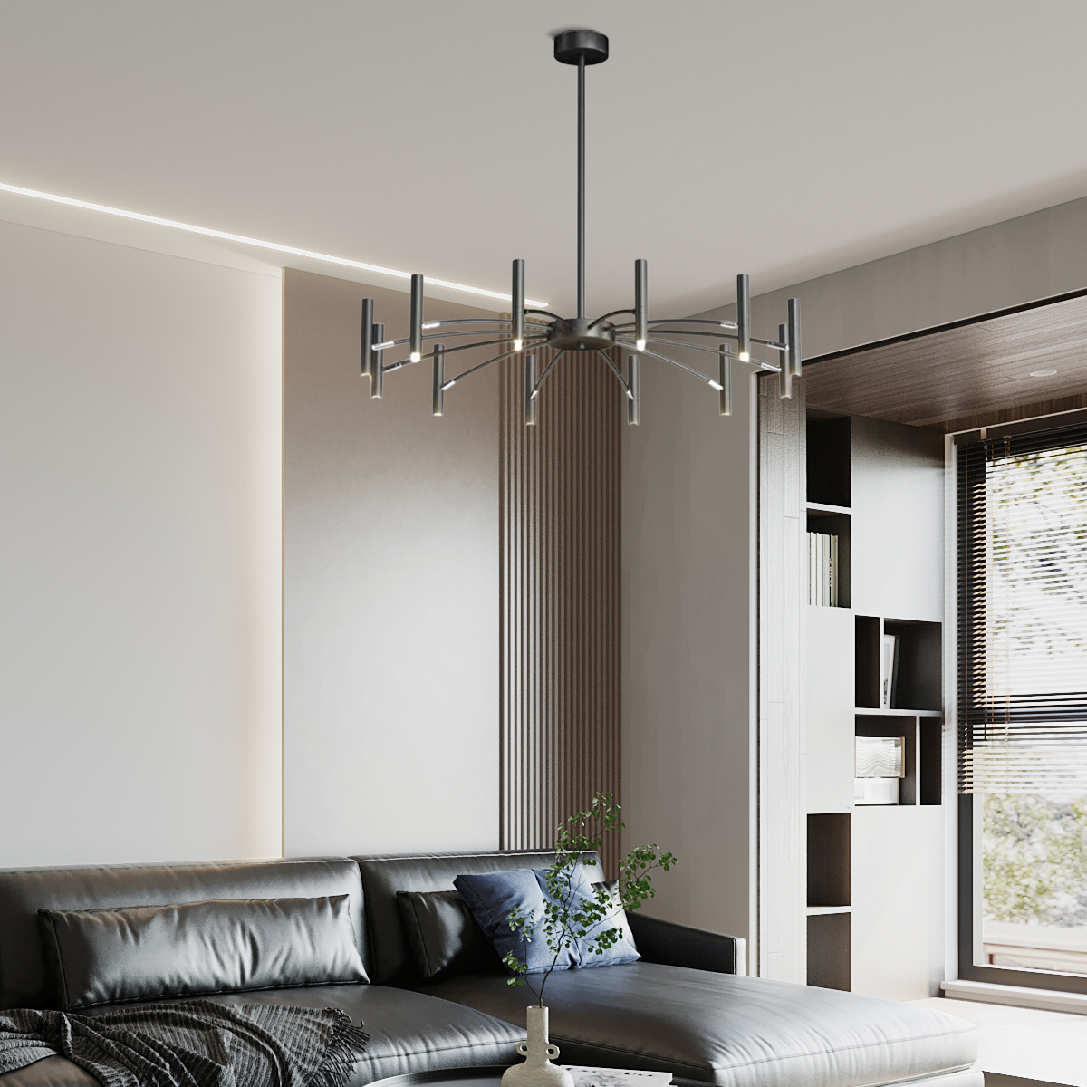 Modern Kronleuchter LED Dendritisch Schwarz Metall - ideal fuer moderne Raeum