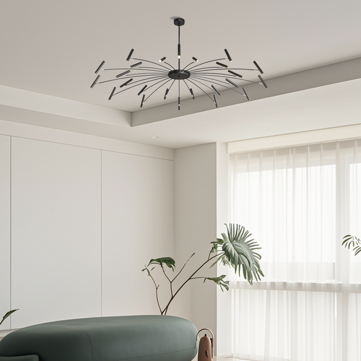 Modern Kronleuchter LED Dendritisch Schwarz Metall - ideal fuer moderne Raeum