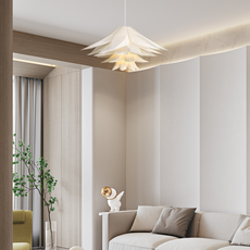 Art Deco Pendelleuchte LED Blume Weiß  Metall Wohn/Esszimmer