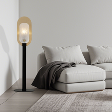 Modern Stehleuchte LED Oval Schwarz Marmor Wohnzimmer