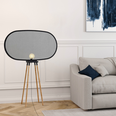 Modern Stehleuchte LED Grau Metall/Holz Wohnzimmer