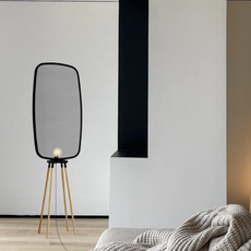 Modern Stehleuchte LED Grau Metall/Holz Wohnzimmer