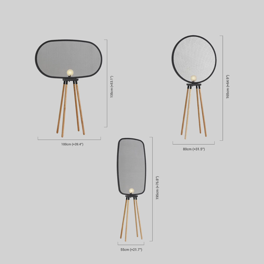 Modern Stehleuchte LED Rund Grau Metall/Holz Wohnzimmer