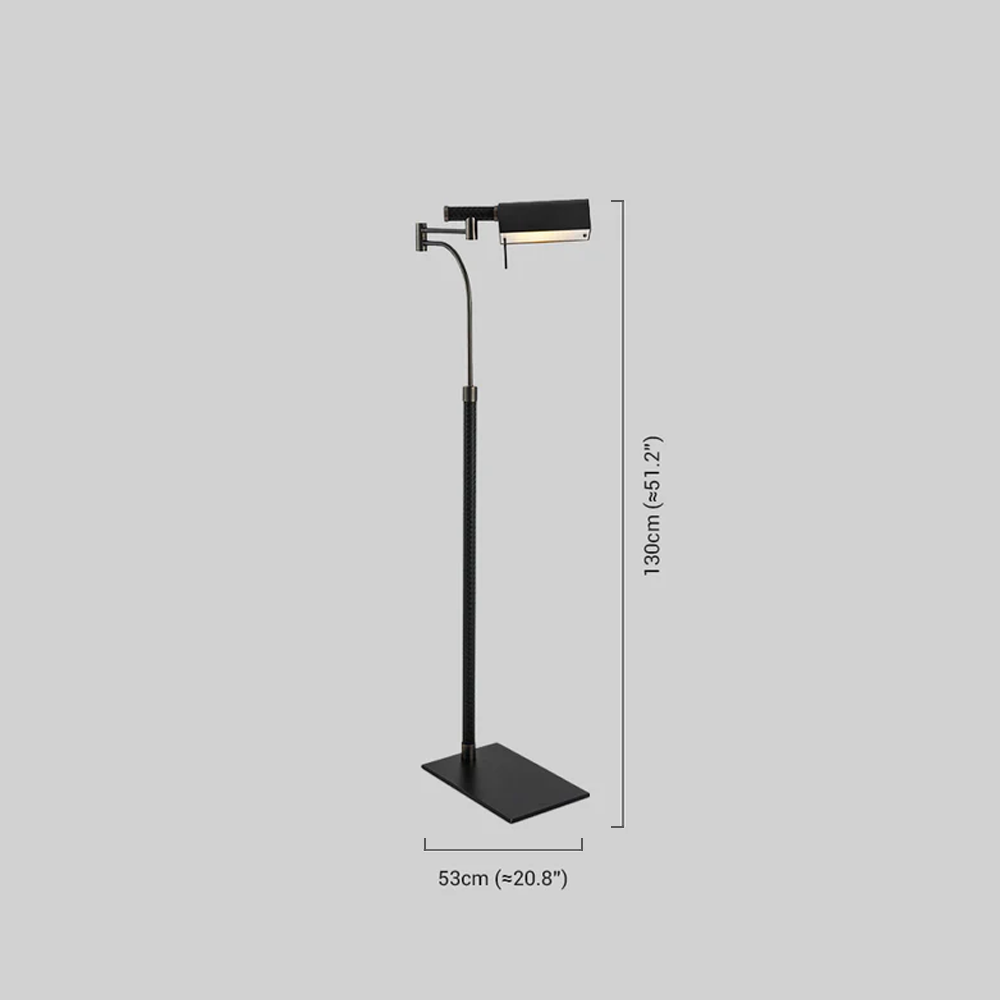 Industriell Stehleuchte LED Linear Schwarz Leder Metall Wohnzimmer