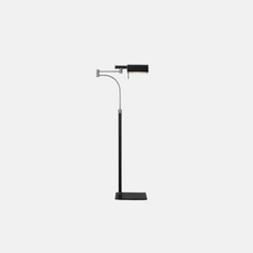 Industriell Stehleuchte LED Linear Schwarz Leder Metall Wohnzimmer