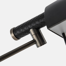 Industriell Stehleuchte LED Linear Schwarz Leder Metall Wohnzimmer