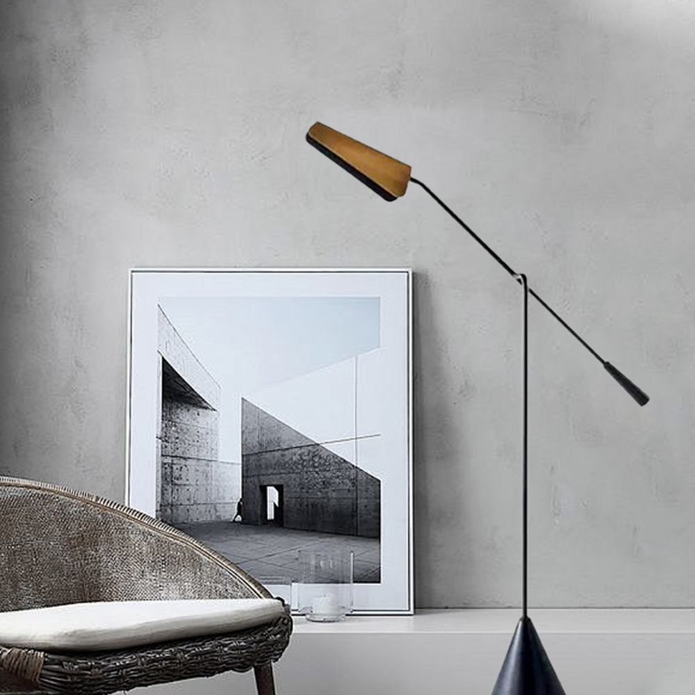 Modern Stehleuchte LED Linear Schwarz Metall Marmor Wohnzimmer