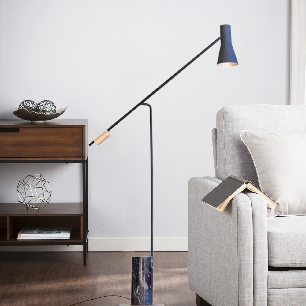 Nordic Stehlampe LED Marmor Konisch Schwarz Wohnzimmer