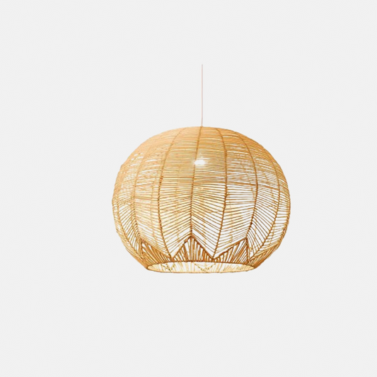 Landhausstil Pendelleuchte LED Rattan Kugel Holz Esszimmer