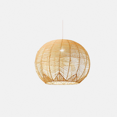 Landhausstil Pendelleuchte LED Rattan Kugel Holz Esszimmer