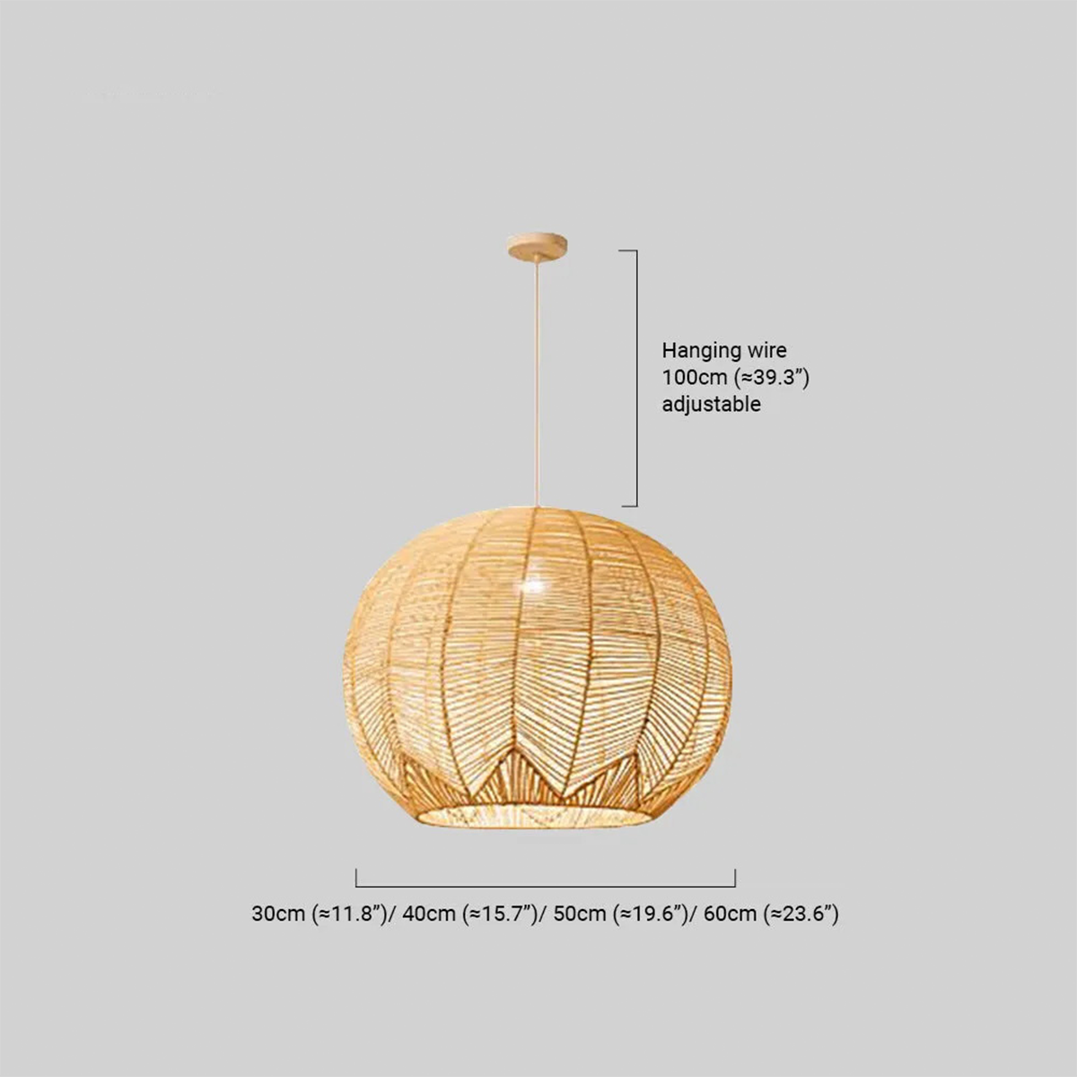 Landhausstil Pendelleuchte LED Rattan Kugel Holz Esszimmer