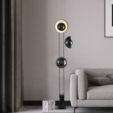 Modern Stehleuchte LED Schüssel Schwarz Metall Marmor Wohnzimmer