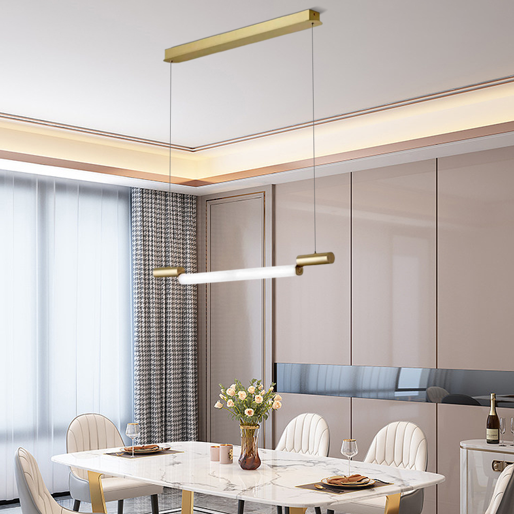 Modern  Pendelleuchte LED Zylindrisch Gold Metall Acryl Esstisch