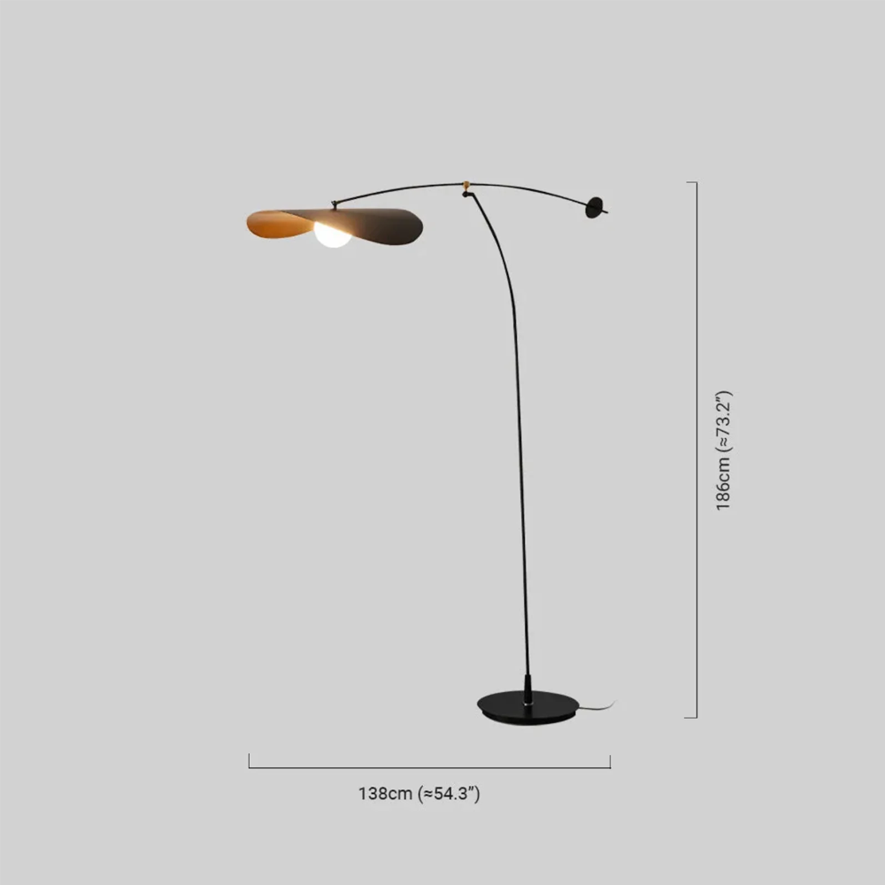 Art Deco Stehlampe LED Kappenförmig Schwarz Metall Wohnzimmer