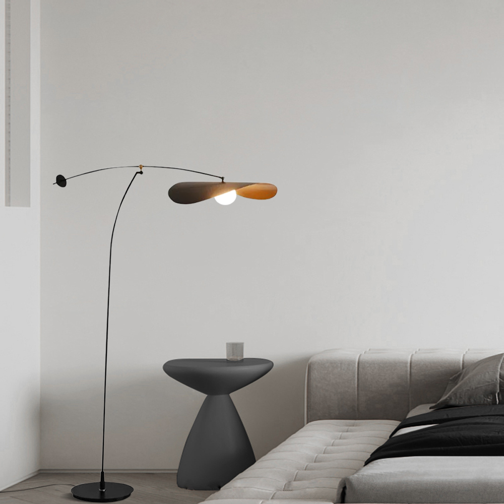 Art Deco Stehlampe LED Kappenförmig Schwarz Metall Wohnzimmer