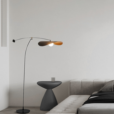 Art Deco Stehlampe LED Kappenförmig Schwarz Metall Wohnzimmer