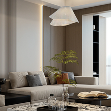 Nordic Pendelleuchte LED Laterne Weiß Stoff Wohnzimmer