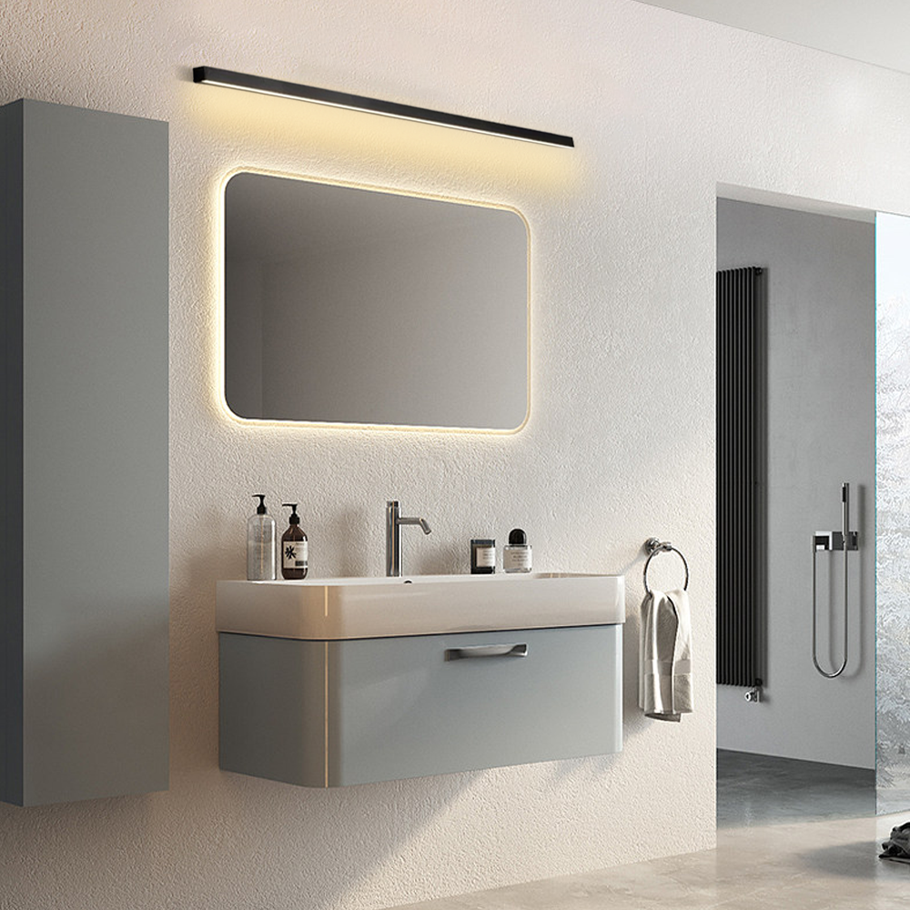Minimalistische Wandleuchte LED Rechteckig Schwarz Metall Badezimmer