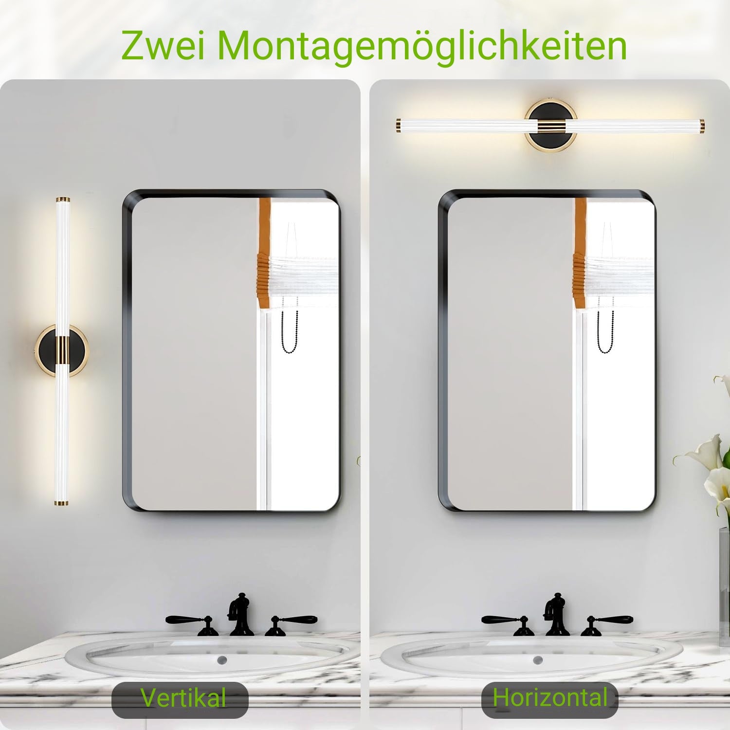 Moderne Wandleuchte/Spiegelleuchte LED Metall Schwarz Badezimmer