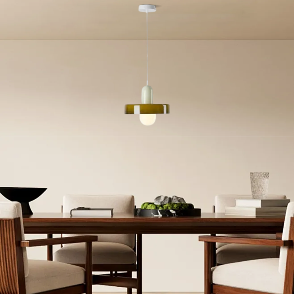 Morandi Glas Kapsel Weiß Pendelleuchte Wohnzimmer