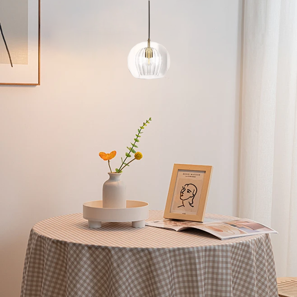 Moderne Pendelleuchte LED Glas Klar/Bernstein Esstisch/Wohnzimmer
