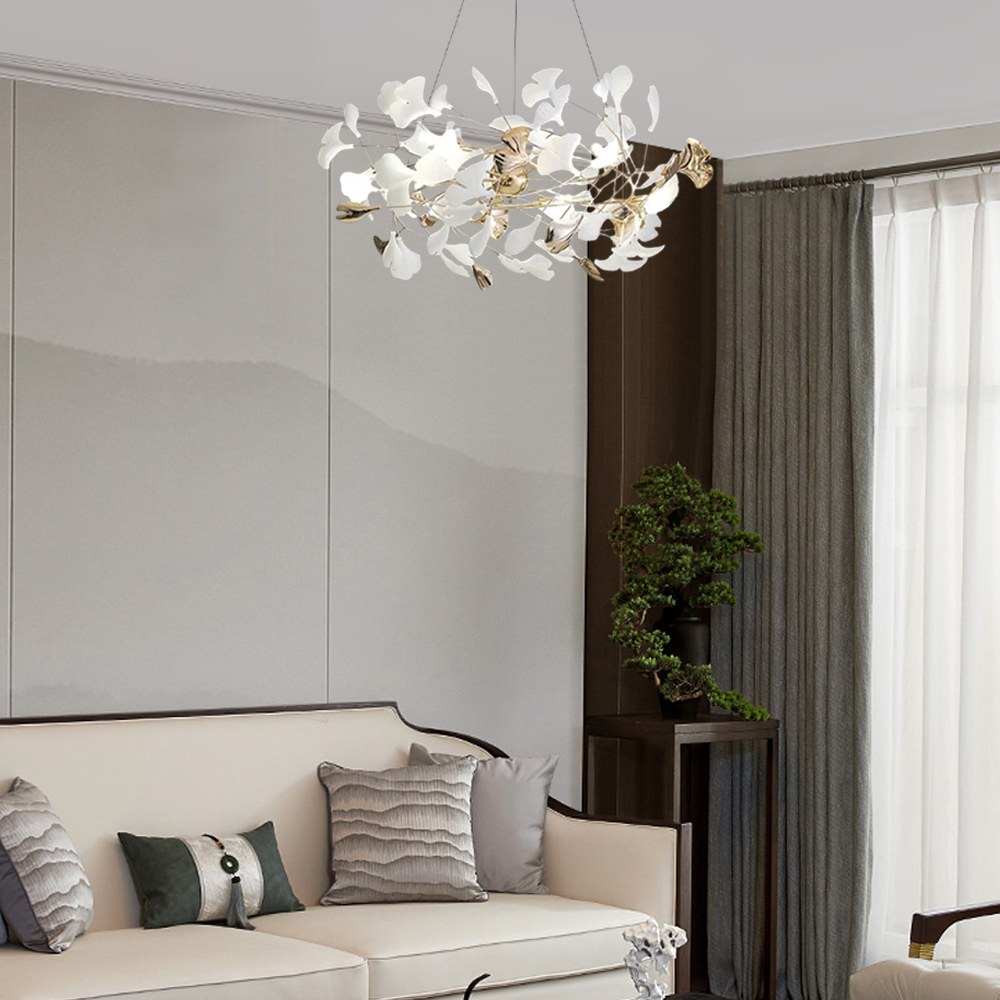 Gold-weißer Kronleuchter fürs Arbeitszimmer Wohnzimmer