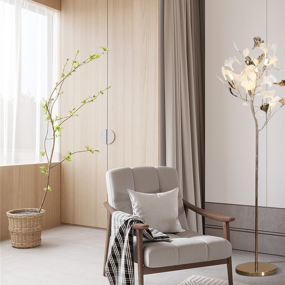 Art Deco Stehlampe Keramik Gold Dendritisch Schlafzimmer