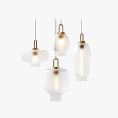 Modern Pendelleuchte Metall Glas Klar Wohnzimmer